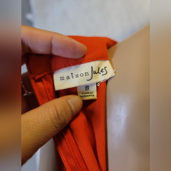 Maison Jules Rusty/ Fire Orange Mini Dress with Ribbon Accent - Picture 7 of 10